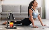 RAINBEAN Candle Warmer Lamp With Timer Adjustable Height Electric Candle Warmer Dimmable With 2 Bulbs Wax Melt Warmer