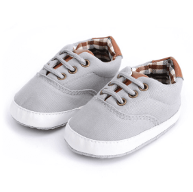 Solid color casual lace soft bottom baby canvas shoes baby shoes toddler shoes (Option: light gray-11cm)