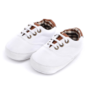 Solid color casual lace soft bottom baby canvas shoes baby shoes toddler shoes (Option: white-13cm)