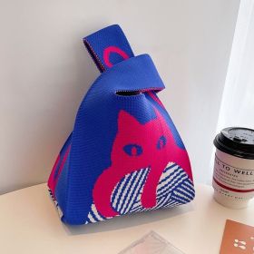 Women's Fashion Knitted Handbag, Mother's Day Gift Gifts, Daily One Shoulder Handbag, Suitable for Shopping, Tourism, and Travel (Color: Blue Cat)