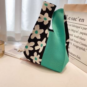 Women's Fashion Knitted Handbag, Mother's Day Gift Gifts, Daily One Shoulder Handbag, Suitable for Shopping, Tourism, and Travel (Color: Green flower)
