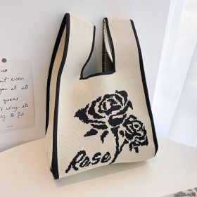 Women's Fashion Knitted Handbag, Mother's Day Gift Gifts, Daily One Shoulder Handbag, Suitable for Shopping, Tourism, and Travel (Color: Beige rose)