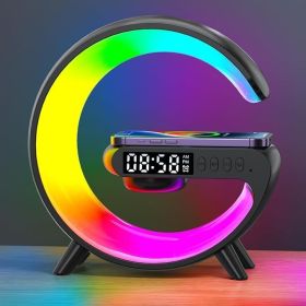 2024 New Wireless Speaker Charger, Ambient Light With Wireless Charging, Table Lamp, Bedside Lamp With Alarm Clock And Charging, Bedside Lamp For Bedr (Color: Black)