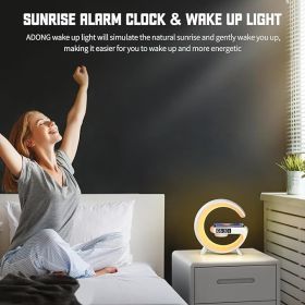 2024 New Wireless Speaker Charger, Ambient Light With Wireless Charging, Table Lamp, Bedside Lamp With Alarm Clock And Charging, Bedside Lamp For Bedr (Color: White)