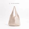 Women's fashionable retro bag, holiday gift, hollowed out knit design, large capacity daily shoulder bag, suitable for college students, white-collar