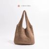 Women's fashionable retro bag, holiday gift, hollowed out knit design, large capacity daily shoulder bag, suitable for college students, white-collar