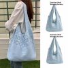 Women's fashionable retro bag, holiday gift, hollowed out knit design, large capacity daily shoulder bag, suitable for college students, white-collar
