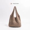 Women's fashionable retro bag, holiday gift, hollowed out knit design, large capacity daily shoulder bag, suitable for college students, white-collar